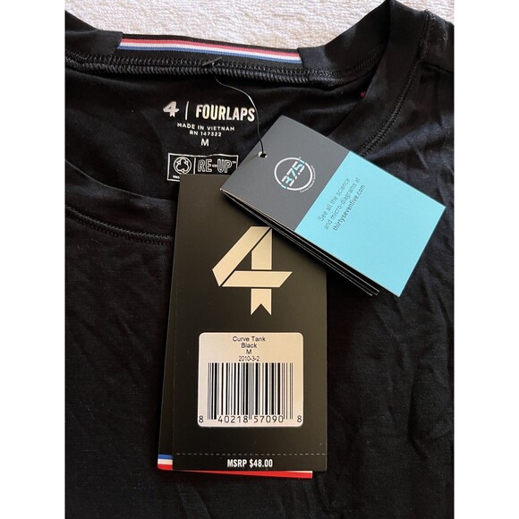 Fourlaps 4Laps Curve Tank -Muscle Tee Tank Top Activewear Black, Size M - Picture 5 of 7